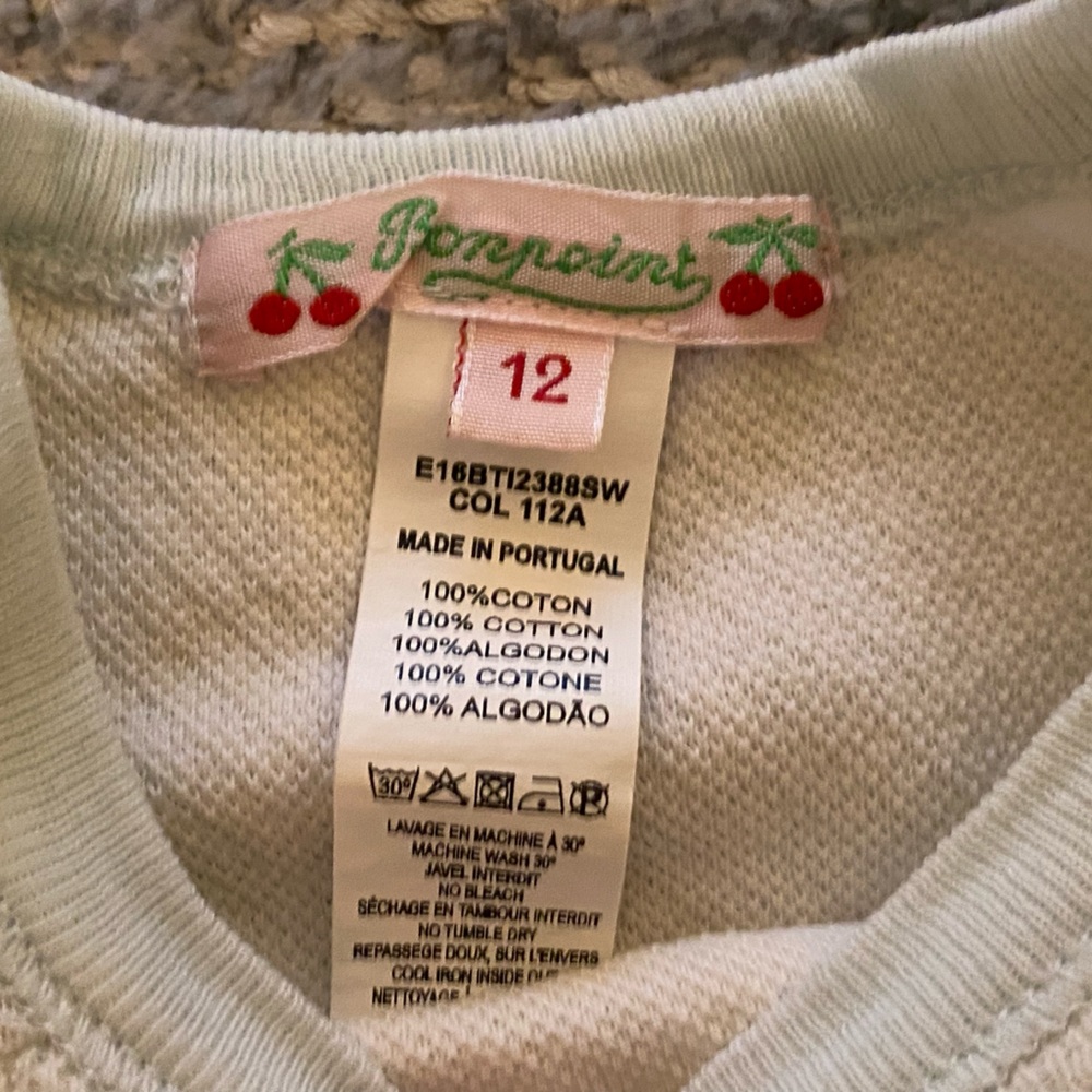 Authentic BONPOINT Girls Cherry Sweatshirt 12 Months - Picture 6 of 6